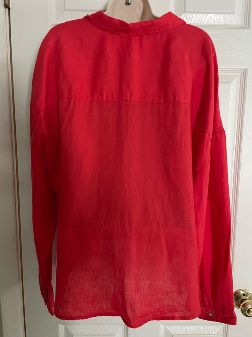 Rachel Zoe Red/Coral Linen Button-Down Top - Picture 2 of 3